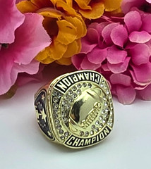 Gold Tone Football Championship Ring Dome Style Size ~11 (30mm Face)