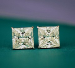 14k White Gold Beautiful Square AAA Quality CZ Screw Back Earrings for Women