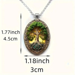 Tree Of Life Oval Jewelry Vintage Silvery Gothic Strength Pendant Necklace