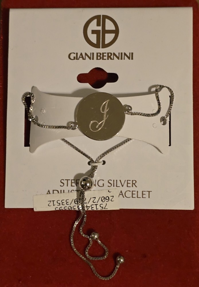 Giani Bernini Sterling Silver Adjustable Bracelet Engraved J