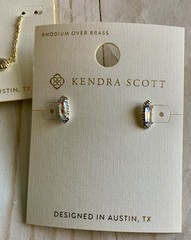 Kendra Scott NWT Emma Crystal AB Gold Necklace & Silver Earrings with Gift Bag