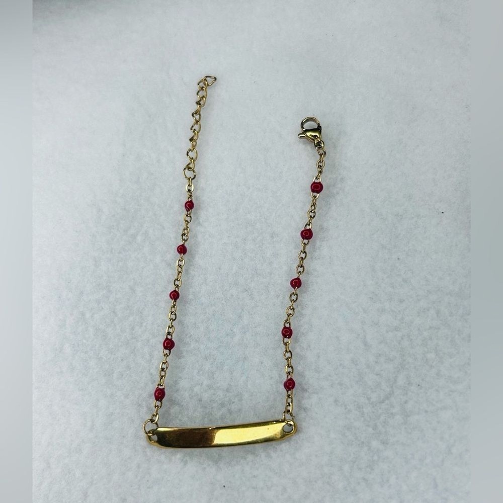Gold and Red Beaded Women’s Bracelet