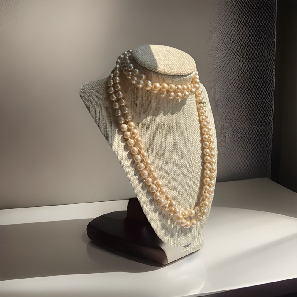 Authentic CHANEL 1981 Faux Baroque Pearl Layering Beaded Women’s Necklace 31”