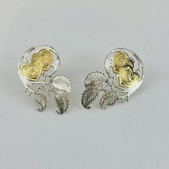 Montana Silversmiths Goldtone and Silvertone Heart Earrings, 1.25 inch, Pierced