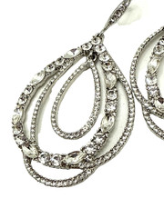 GIVENCHY Silk Crystal Rhinestone Teardrop Earrings Statement Pierced 2.5″ Signed