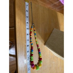Rainbow Beaded Statement Necklace Multi Color Acrylic Graduated Adjustable
