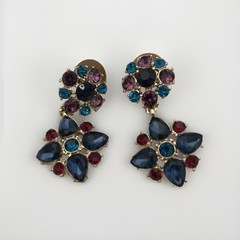 Monet Multicolor Rhinestone Cluster Dangle Drop Earrings, Asymmetrical Prong Set