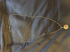 10KYellow Gold Rope Chain Necklace w/ Round Religious Medal Pendant, Signed