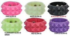 Silicone Rubber Two Row Stud Bracelet Glow In The Dark Punk Goth 6 Color
