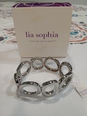 LIA SOPHIA “Glacier Bay” “Moon Dance” Silver Tone Asymmetrical Stretch Bracelet