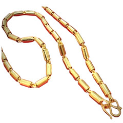 Thai Gold Plated Solid Necklace Amulet Chain Pendant 5 Baht Jewelry 24 inches
