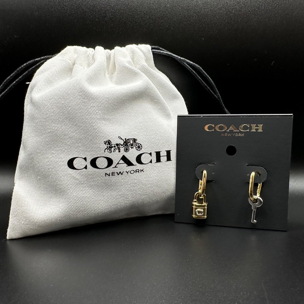 Coach Key & Padlock Mismatch Charm Earrings | Giftable, New | Full Packaging