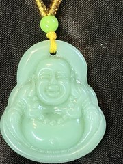 Green Chaldecony Big Belly Buddha W/plastic/resin Accent Beads