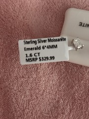 GRA Moissanite Emerald Cut Stud Earrings Sterling Silver 6x4mm 1.6CT
