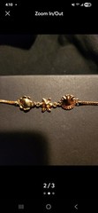 Gold Tone Flower Charm Chain Bracelet with Red & Blue Stones 2 available