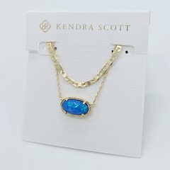 Kendra Scott Elisa Multi Strand Gold Pendant Necklace In Ocean Blue Opal