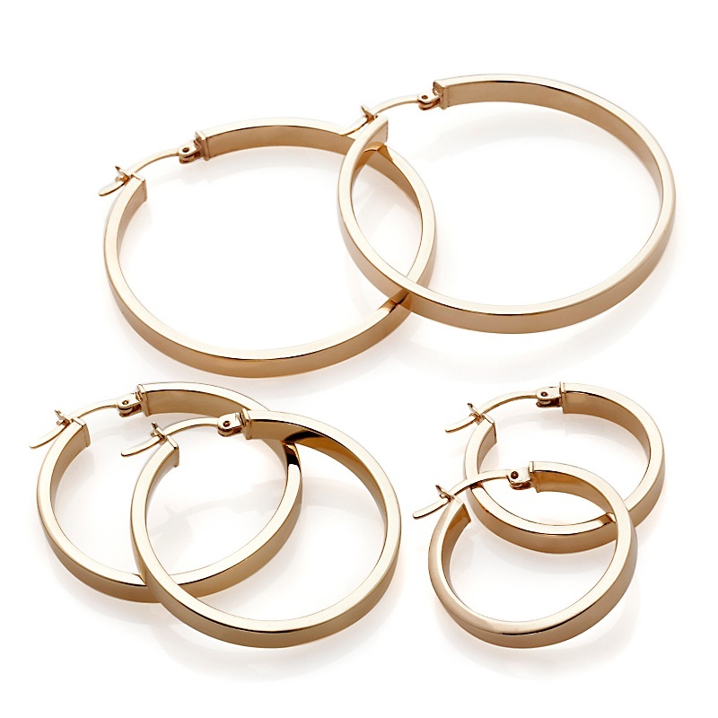 Bellezza Round Edged Polished Plain Bronze Hoop Earrings 1″ 1.5″ and 1 3/4″