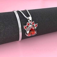 Maya’s Grace 12 Months Birthstone Rhinestone Paw Print Pendant For Women