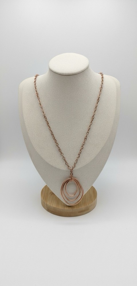 Paparazzi Already Aglow Copper Necklace Abstract Oval Pendant Extra Long Chain