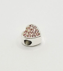 Avon Always in My Heart Pink Rhinestone Silver Tone Charm Cherished Memories