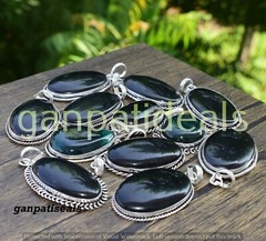 Black Onyx Gemstone Pendants 20pcs Wholesale Lot 925 Silver Plated Jewelry