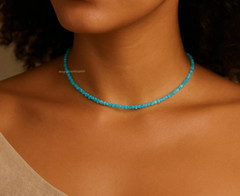 Natural Larimar Gemstone Choker Dainty Blue Dolphin Stone Queen Necklace Gifts