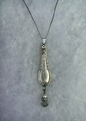 Vintage “Blessed” Spoon Handle Pendant Necklace (c. 1940s–1960s)