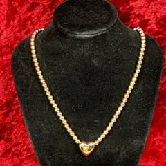 Lauren Ralph Lauren Gold-Tone Puffy Heart Pendant Necklace 16” NWT RP $68