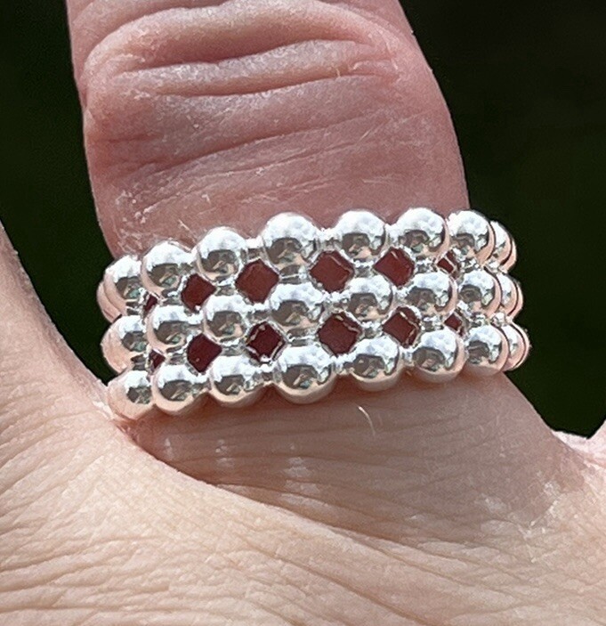 3 Tier Bubble Ball Ring Open Size No Silver Stamp? Selling As Costume Jewellery!
