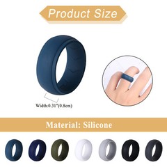 7PCs Men’s 8MM Stackable Silicone Rubber Ring Comfort Sports Wedding Bands #8-14