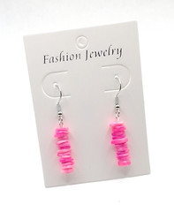 Hot Pink Puka Shell 1 in. Dangle Pierced Earrings .. P111
