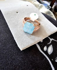 Bomb Party Ring Untamed Reflection LC Aquamarine Ice Crystal Rose Gold Size 8