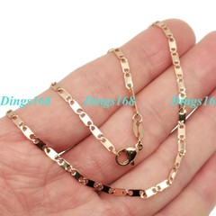 18K Rose Gold Filled HypoAllergenic Flat Mariner Link Anchor Chain Necklace X124