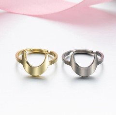2PCS stainless steel Crescent Moon Open adjustable Ring 2 colors Wholesale FJS21