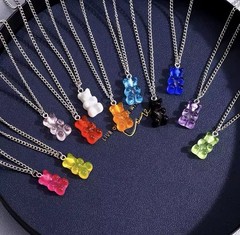 Fashion Candy Colors Gummy Bear Necklace for Women Girls Party Festival Jewelry