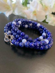 Beautiful Royal Blue Beads Long Necklace, Bracelet, 158 Beads, 38 inches
