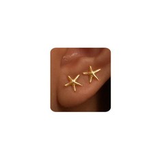 MUMREUES Gold Earrings for Women Trendy 14K Gold Plated Small Starfish Stud E…