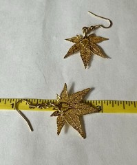 Real Japanese 24k Gold Dipped Maple Leaf French Wire Earrings