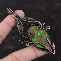 Multi Fire Labradorite Wire Wrapped Pendant Copper Jewelry For Girls 3.74″