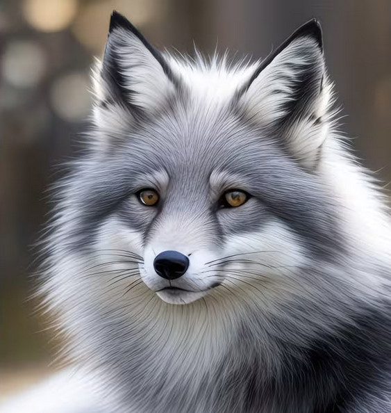 One-of-Kind Pendant WHITE GRAY FOX plated 925 Sterling Silver 20″ 22″ Necklace