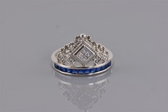 Ross Simons Sterling Silver Blue White Cubic Zirconia Tiara Band Ring 925 Sz: 9