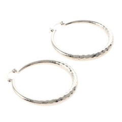 Silver Tone Metal Silver Plated Hinged Hoop Earring OYE467-S40