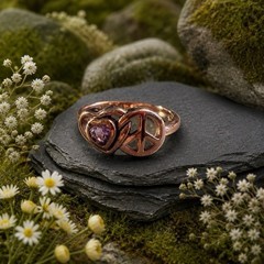 Solid Copper Ring With A Genuine Amethyst stone. Available in sizes 6 thru 9.