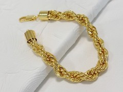 14k Yellow Gold Solid 10mm Diamond Cut Rope Chain Italian Bracelet Mens 7.5″