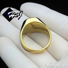 MEN’s Stainless Steel Rectangle Green Gemstone Gold Plated Ring Size 7-12*GR151