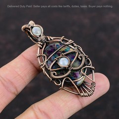 Copper Multi Fire Labradorite Gemstone Rainbow Moonstone Wedding Pendant Jewelry