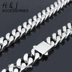 16″-40″MEN 316L Stainless Steel 12mm Silver Miami Cuban Curb Chain Necklace