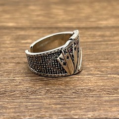 Mens 925 Silver Plated Ring Adjustable Royal Flush Playing Card Resizable Sterli