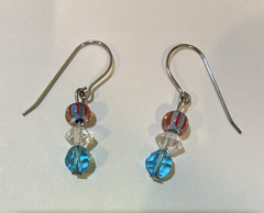 Handmade Beaded Dangle/Drop Hook red white and blue Earrings