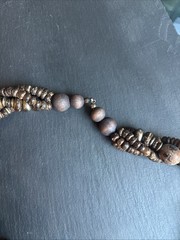 Women’s Necklace Twist Beads Ethnic Boho 22” Brown Black Gold Beads